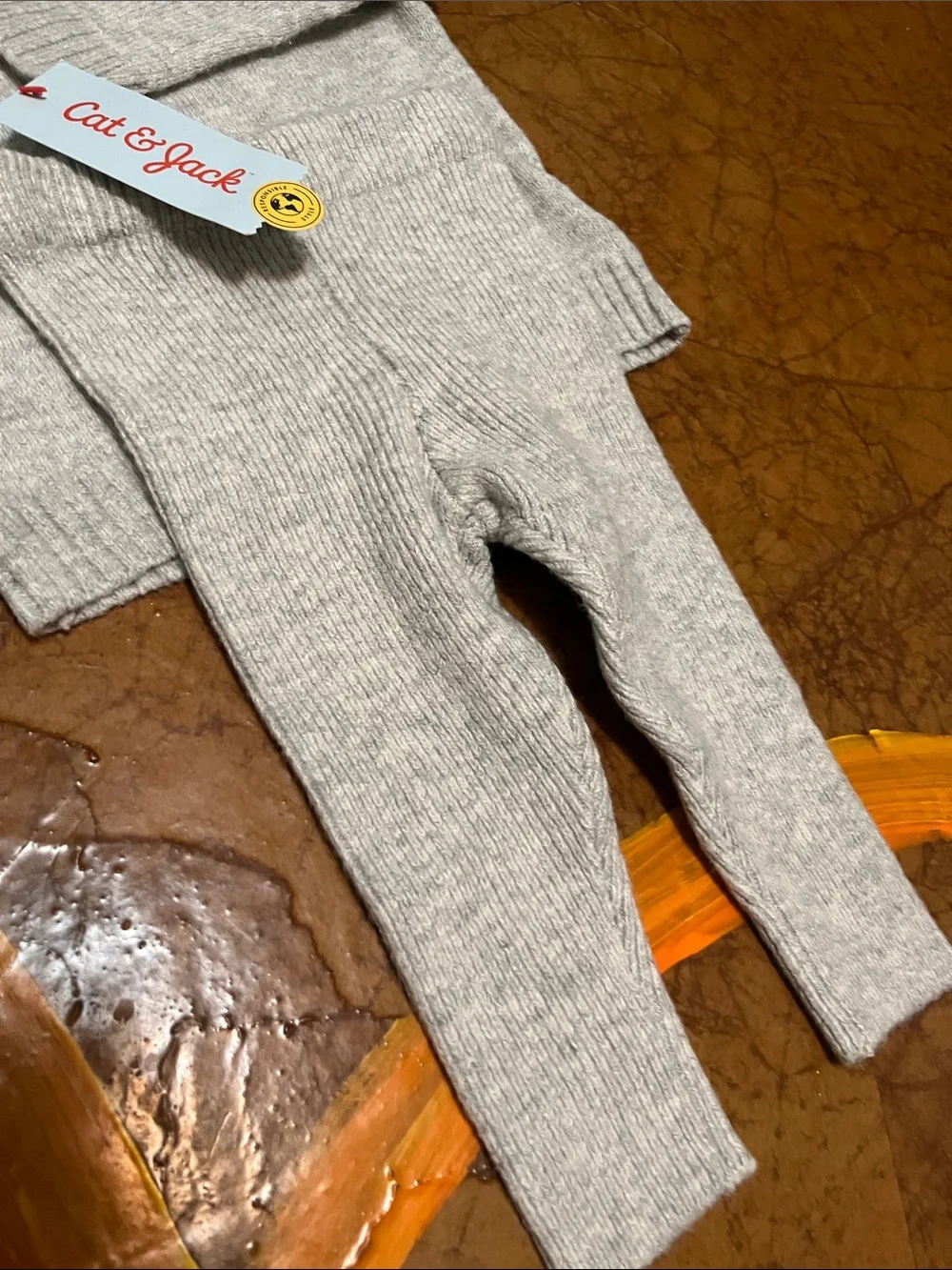 Cat & Jack Gray Knit Sweater and Ribbed Leggings Set